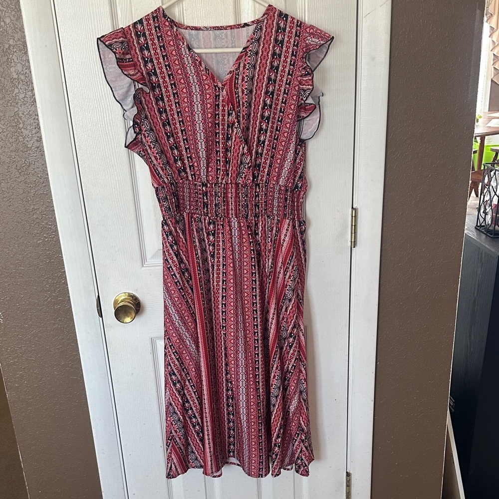 Red Patterned Women's Dress